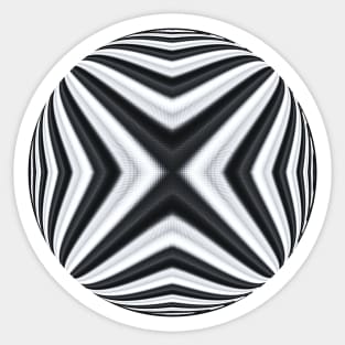 Black and white spherical geometric globe with three dimensional optic. Sticker